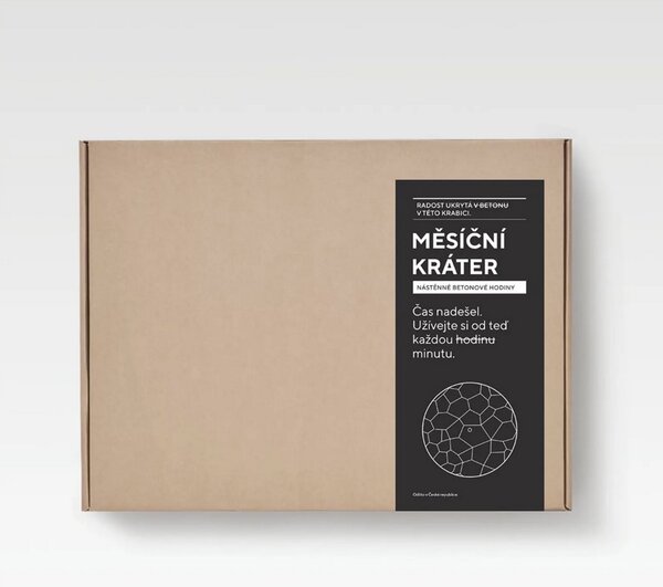 ODLITO Betonové nástěnné hodiny Měsíční kráter – grafit (černá) – 30 cm – světlé ručičky