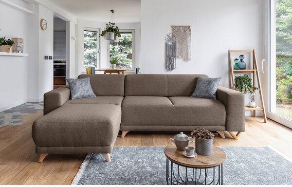 Hnědá rozkládací/s úložným prostorem rohová pohovka Classy Sophie – Miuform
