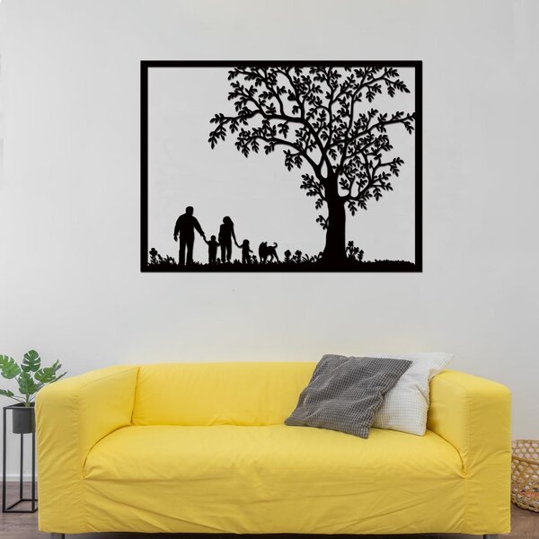Dřevo života | Dřevěný strom na zeď RODINA | Rozměry (cm): 60x48 | Barva: Černá