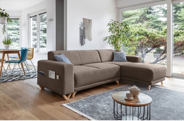 Hnědá rozkládací/s úložným prostorem rohová pohovka Classy Sophie – Miuform