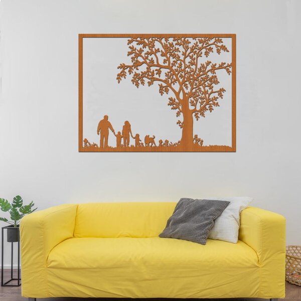 Dřevo života | Dřevěný strom na zeď RODINA | Rozměry (cm): 80x64 | Barva: Třešeň
