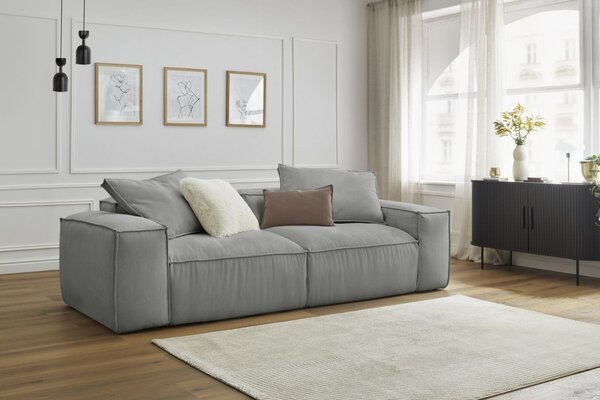 -25 % Dny MOMENTI– Bobochic Paris Světle šedá manšestrová trojmístná pohovka Boheme 260 cm