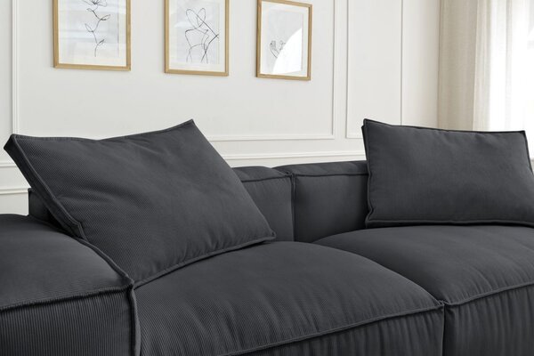 -25 % Dny MOMENTI– Bobochic Paris Černá manšestrová trojmístná pohovka Boheme 260 cm