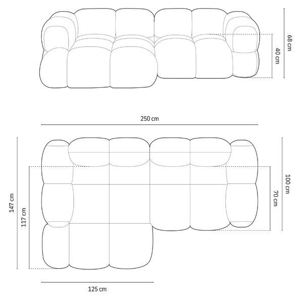 -25 % Dny MOMENTI– Cosmopolitan Design Světle modrá rohová pohovka Loretto 250 cm, levá