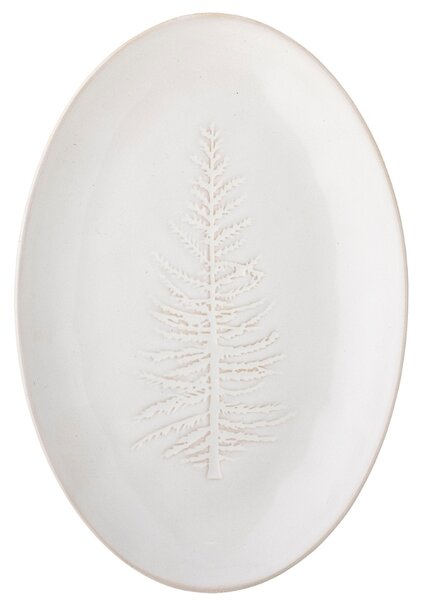 Bílý kameninový servírovací talíř Bloomingville Winter 31 x 21 cm