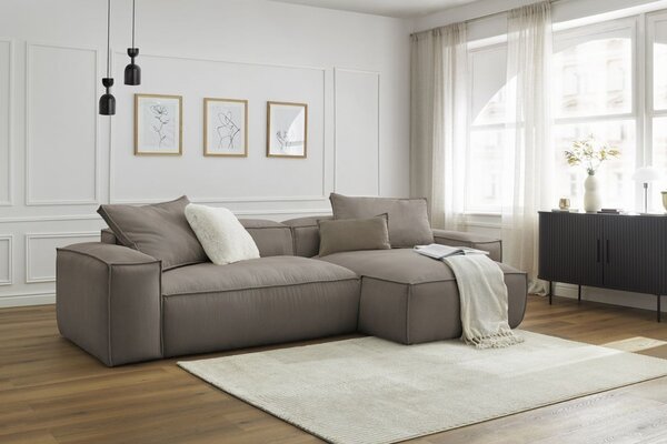 -25 % Dny MOMENTI– Bobochic Paris Světle hnědá manšestrová rohová pohovka Boheme 302 cm, levá/pravá