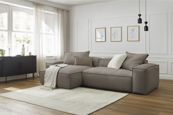-25 % Dny MOMENTI– Bobochic Paris Světle hnědá manšestrová rohová pohovka Boheme 302 cm, levá/pravá