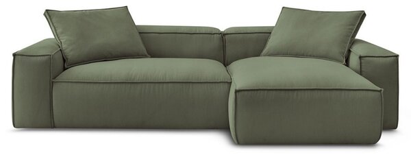 -25 % Dny MOMENTI– Bobochic Paris Zelená manšestrová rohová pohovka Boheme 302 cm, levá/pravá