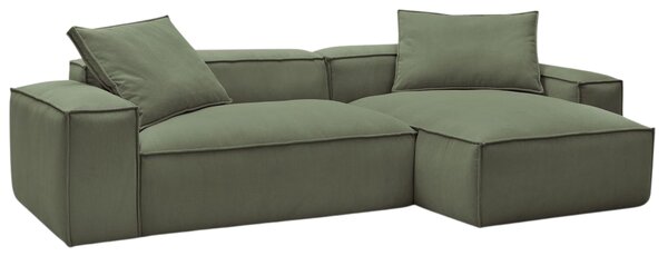 -25 % Dny MOMENTI– Bobochic Paris Zelená manšestrová rohová pohovka Boheme 302 cm, levá/pravá