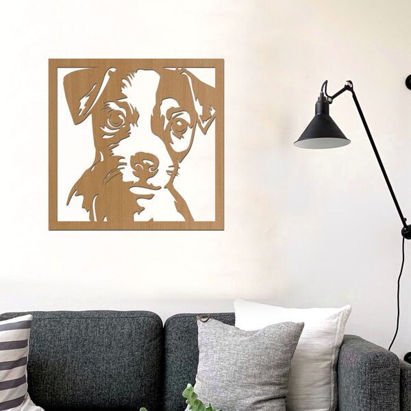 Dřevěná dekorace psa Jack Russell teriér | Rozměry (cm): 40x40 | Zvolte barvu dekoru: Antracitová