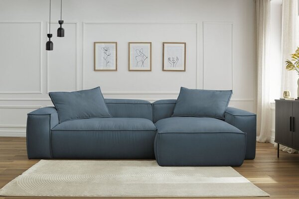 -25 % Dny MOMENTI– Bobochic Paris Tmavě modrá manšestrová rohová pohovka Boheme 302 cm, levá/pravá