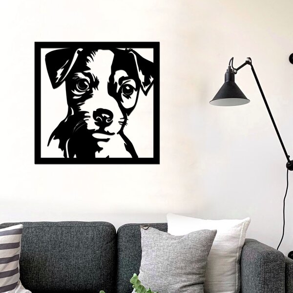 Dřevo života | Dřevěná dekorace psa Jack Russell teriér | Rozměry (cm): 60x60 | Barva: Černá