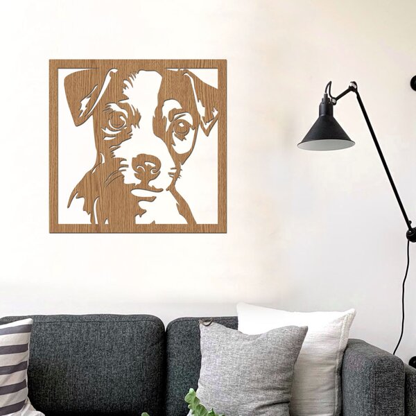 Dřevěná dekorace psa Jack Russell teriér | Rozměry (cm): 40x40 | Zvolte barvu dekoru: Antracitová