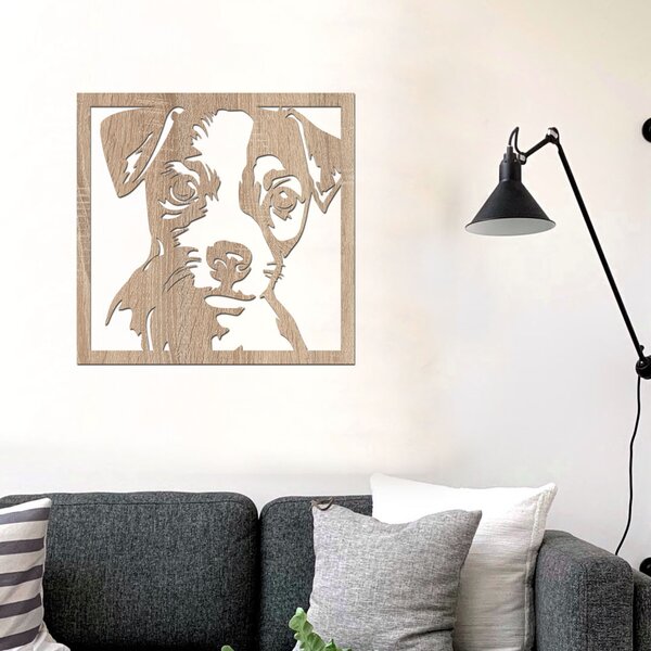 Dřevěná dekorace psa Jack Russell teriér | Rozměry (cm): 40x40 | Zvolte barvu dekoru: Antracitová