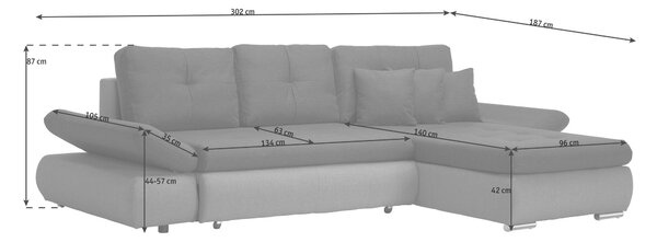 ROHOVÁ SEDAČKA, textil, světle šedá, šedá Carryhome - Sedací soupravy