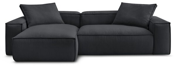 -25 % Dny MOMENTI– Bobochic Paris Černá manšestrová rohová pohovka Boheme 302 cm, levá/pravá