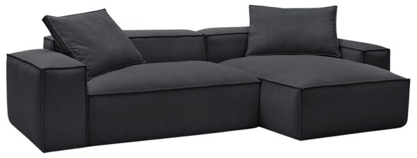 -25 % Dny MOMENTI– Bobochic Paris Černá manšestrová rohová pohovka Boheme 302 cm, levá/pravá
