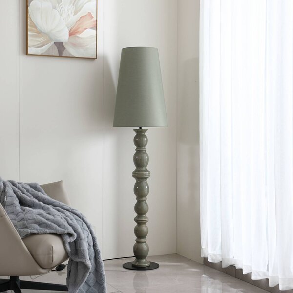 Lucande stojací lampa Lyndorin, zelená, keramika, 150 cm, Zelená, Obývací pokoj / jídelna, Keramika, Design