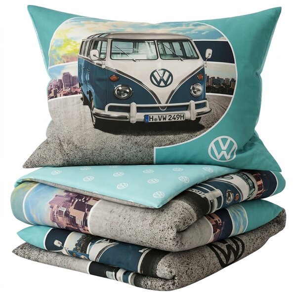 Dětské povlečení AUTO VW modro-šedé Rozměr povlečení: 80 x 80 cm | 135 x 200 cm