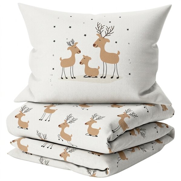 Povlečení z Renforcé bavlny TIMBA DEER bílé Rozměr povlečení: 80 x 80 cm | 135 x 200 cm
