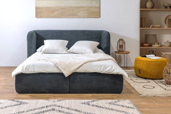 -25 % Dny MOMENTI– Bobochic Paris Tmavě modrá dvoulůžková postel Louise 160 x 200 cm s úložným prostorem