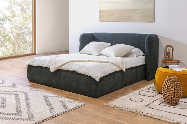 -25 % Dny MOMENTI– Bobochic Paris Tmavě modrá dvoulůžková postel Louise 160 x 200 cm s úložným prostorem