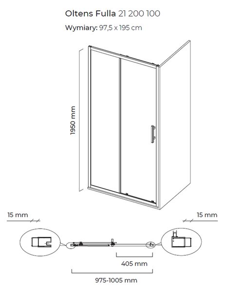 Oltens Fulla sprchové dveře 100 cm posuvné chrom lesk/průhledné sklo 21200100