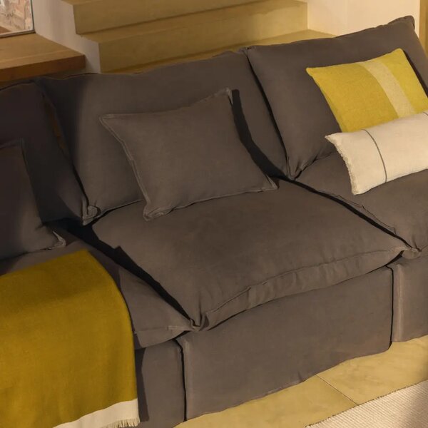 --25 % Dny MOMENTI– Kave Home Žluto-bílý vlněý pléd Orlet 170 x 130 cm