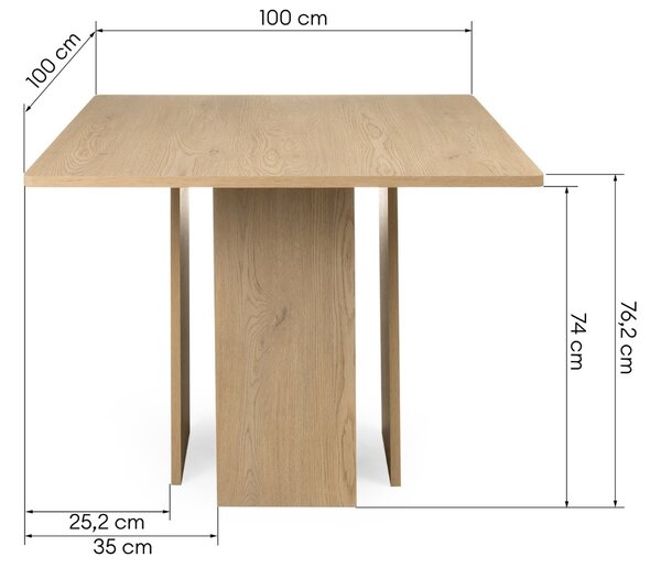 -25 % Dny MOMENTI– NovaNook Jídelní stůl Asper 100 x 100 cm s dubovým dekorem