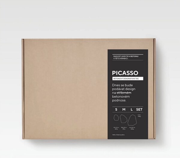 ODLITO Betonový tác Picasso – grafit (černá) – velikost M