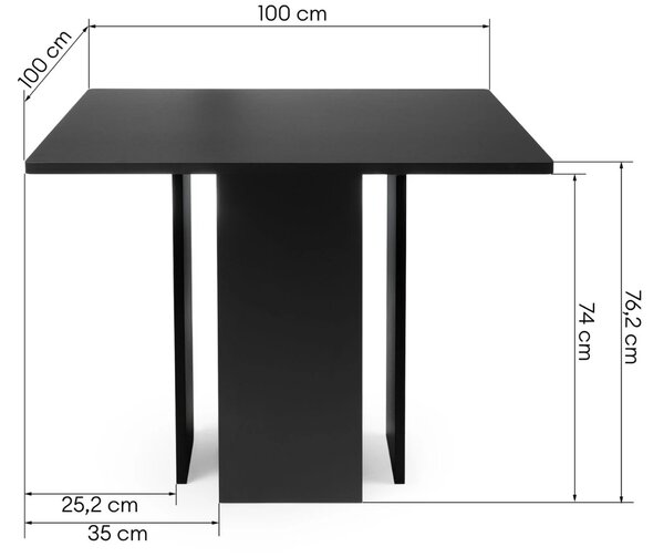 -25 % Dny MOMENTI– NovaNook Černý jídelní stůl Asper 100 x 100 cm