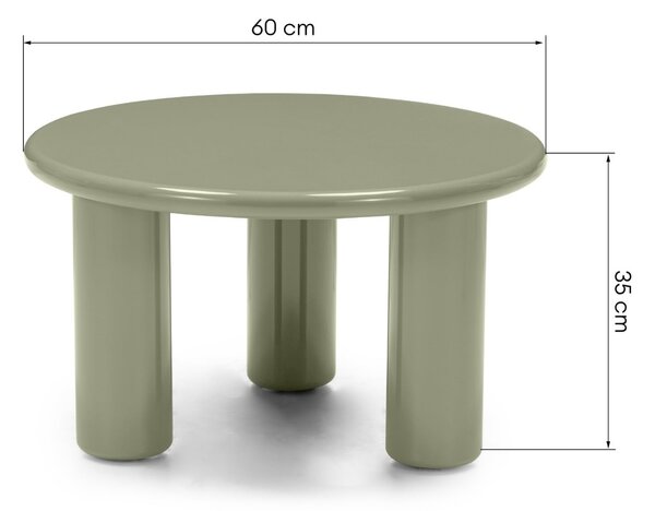 NovaNook Lesklý zelený konferenční stolek Lecrel ⌀60 cm