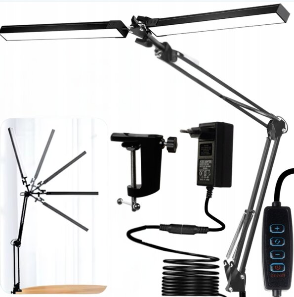 LED STOLNÍ LAMPA NA PSACÍ STŮL ŠKOLNÍ KRESLÍŘSKÁ LAMPA DO KANCELÁŘE STOJACÍ 2V1