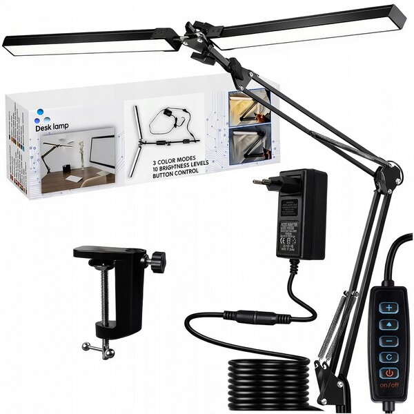 LED STOLNÍ LAMPA NA PSACÍ STŮL ŠKOLNÍ KRESLÍŘSKÁ LAMPA DO KANCELÁŘE STOJACÍ 2V1