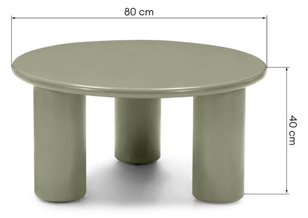 NovaNook Lesklý zelený konferenční stolek Lecrel ⌀80 cm