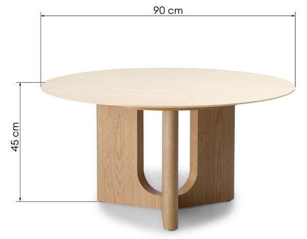 NovaNook Dubový konferenční stolek Klimanto ⌀90 cm s dekorem travertinu