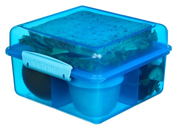 Sistema Box na oběd Lunch Cube Max se 4 oddíly a kelímkem na jogurt 2l Barva: modrá