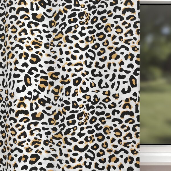 Biante Dětský bavlněný závěs Sandra SA-409 Leopardí vzor na bílém 150x140 cm
