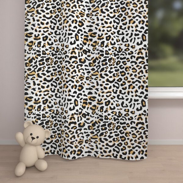 Biante Dětský bavlněný závěs Sandra SA-409 Leopardí vzor na bílém 150x140 cm