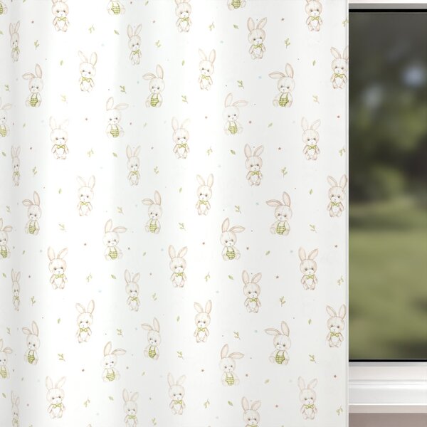 Biante Dětský bavlněný závěs Sandra SA-401 Zajíčci na bílém 150x140 cm