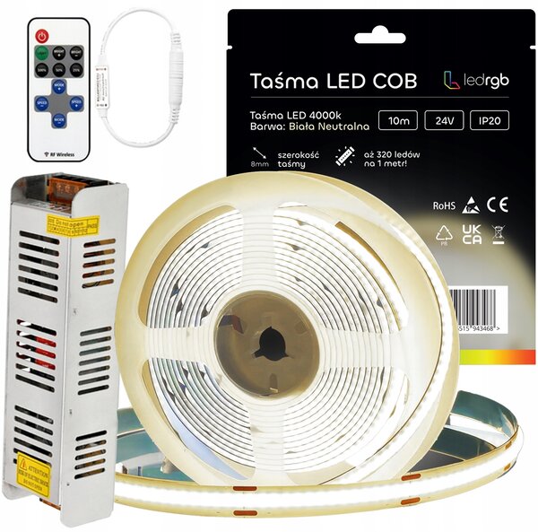 LED pásek ledrgb 10 m 100 W neutrální bílá 24V DC 8 mm napájecí zdroj s dálkovým ovládáním