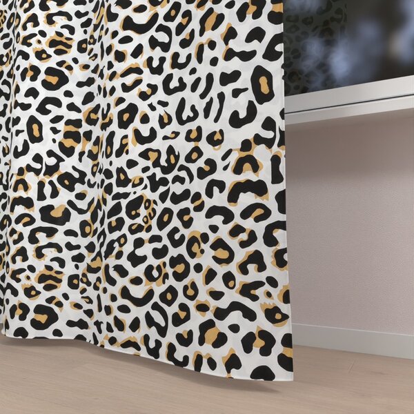 Biante Dětský bavlněný závěs Sandra SA-409 Leopardí vzor na bílém 150x140 cm