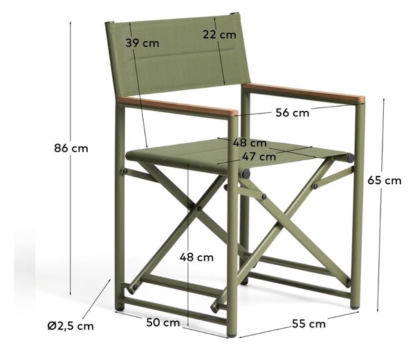 Kave Home Zelená skládací zahradní židle Tisno