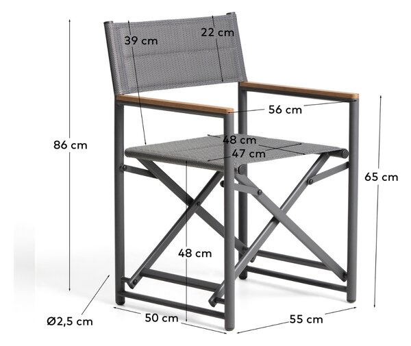 Kave Home Šedá skládací zahradní židle Tisno