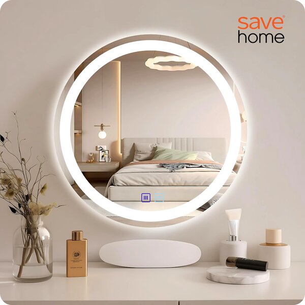 Zrcadlo na stěnu Save Home kulaté 80 cm LED dotykové s funkcí proti zamlžování