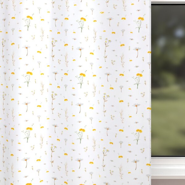 Biante Dětský bavlněný závěs Sandra SA-497 Žluté bylinky na bílém 150x140 cm