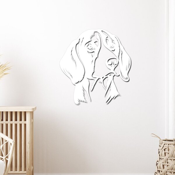Dřevo života | Dřevěný obraz psa Bígl | Rozměry (cm): 37x40 | Barva: Bílá