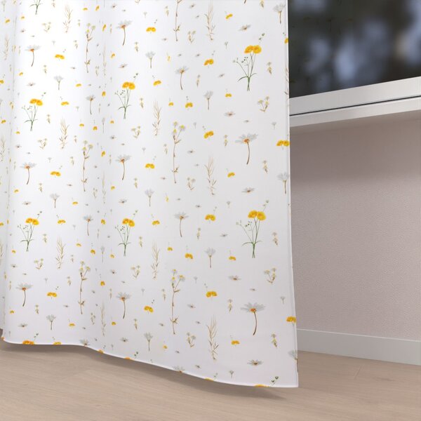 Biante Dětský bavlněný závěs Sandra SA-497 Žluté bylinky na bílém 150x140 cm