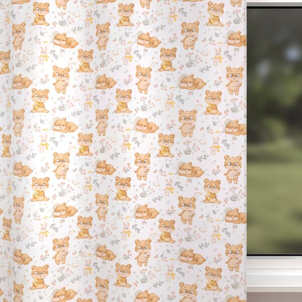 Biante Dětský bavlněný závěs Sandra SA-524 Roztomilí medvídci na bílém 150x140 cm
