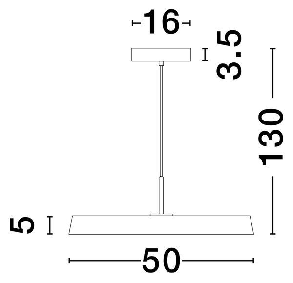Zlaté kovové závěsné LED světlo Nova Luce Vetro 50 cm